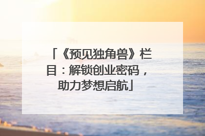 《预见独角兽》栏目：解锁创业密码，助力梦想启航