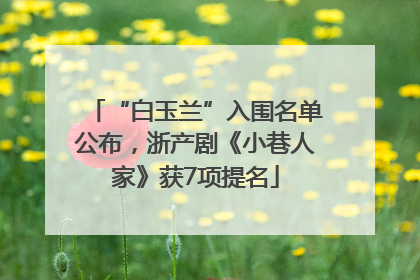 “白玉兰”入围名单公布，浙产剧《小巷人家》获7项提名