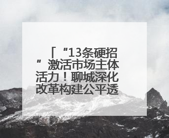 “13条硬招”激活市场主体活力！聊城深化改革构建公平透明市场环境
