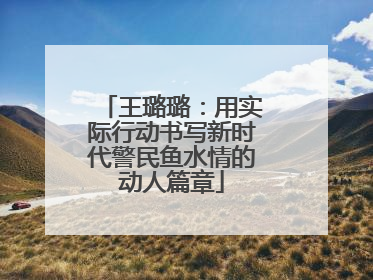 王璐璐：用实际行动书写新时代警民鱼水情的动人篇章