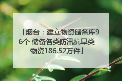 烟台：建立物资储备库96个 储备各类防汛抗旱类物资186.52万件
