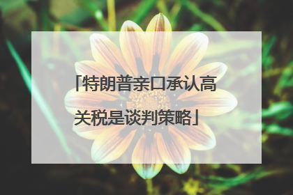 特朗普亲口承认高关税是谈判策略