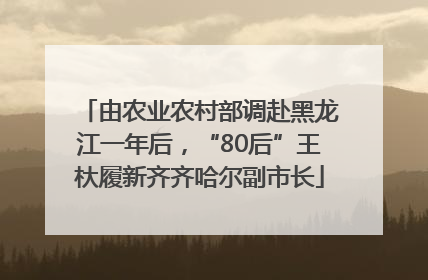 由农业农村部调赴黑龙江一年后，“80后”王杕履新齐齐哈尔副市长