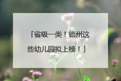 省级一类！德州这些幼儿园拟上榜！