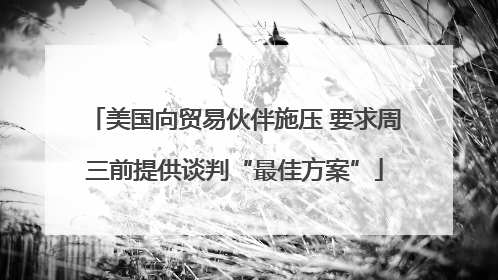 美国向贸易伙伴施压 要求周三前提供谈判“最佳方案”