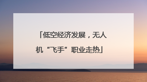 低空经济发展，无人机“飞手”职业走热