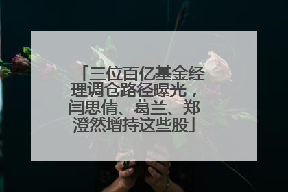 三位百亿基金经理调仓路径曝光，闫思倩、葛兰、郑澄然增持这些股