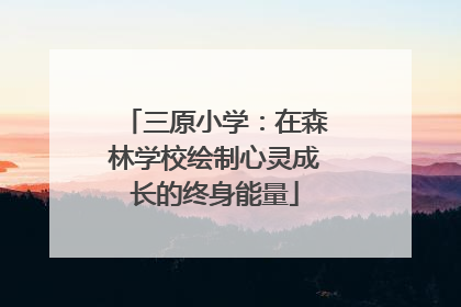 三原小学：在森林学校绘制心灵成长的终身能量