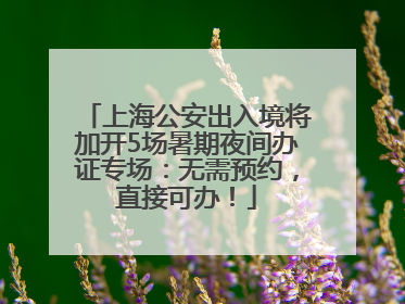 上海公安出入境将加开5场暑期夜间办证专场：无需预约，直接可办！