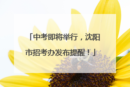 中考即将举行，沈阳市招考办发布提醒！
