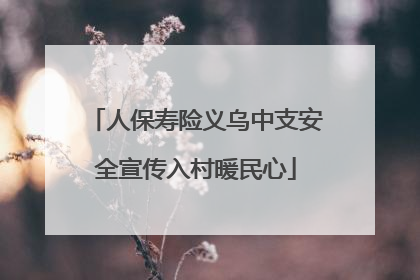 人保寿险义乌中支安全宣传入村暖民心
