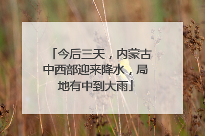 今后三天，内蒙古中西部迎来降水，局地有中到大雨
