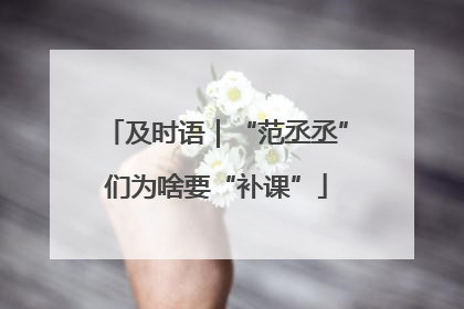及时语｜“范丞丞”们为啥要“补课”