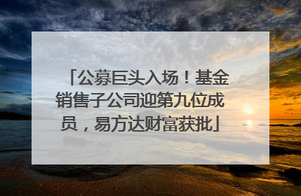 公募巨头入场！基金销售子公司迎第九位成员，易方达财富获批