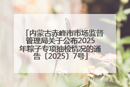 内蒙古赤峰市市场监督管理局关于公布2025年粽子专项抽检情况的通告〔2025〕7号