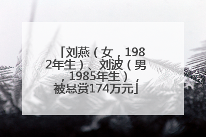 刘燕（女，1982年生）、刘波（男，1985年生），被悬赏174万元