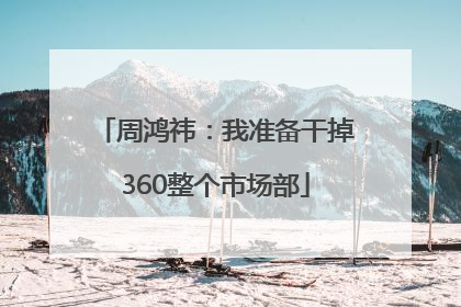 周鸿祎：我准备干掉360整个市场部