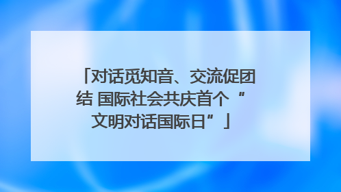 对话觅知音、交流促团结 国际社会共庆首个“文明对话国际日”