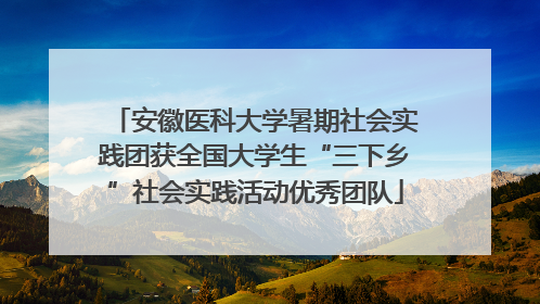 安徽医科大学暑期社会实践团获全国大学生“三下乡”社会实践活动优秀团队