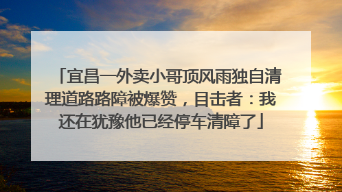 宜昌一外卖小哥顶风雨独自清理道路路障被爆赞，目击者：我还在犹豫他已经停车清障了