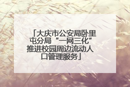 大庆市公安局卧里屯分局“一网三化”推进校园周边流动人口管理服务