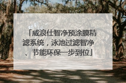 威浪仕智净预涂膜精滤系统，泳池过滤智净、节能环保一步到位