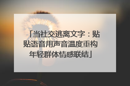 当社交逃离文字：贴贴语音用声音温度重构年轻群体情感联结