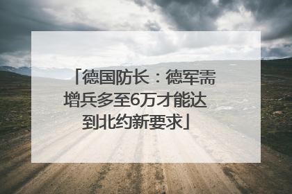 德国防长：德军需增兵多至6万才能达到北约新要求