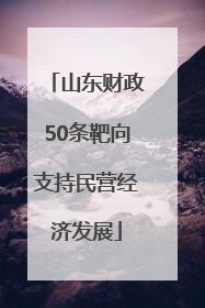 山东财政50条靶向支持民营经济发展