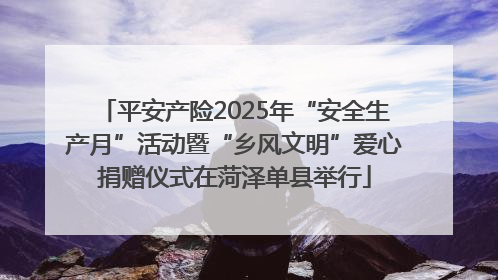 平安产险2025年“安全生产月”活动暨“乡风文明”爱心捐赠仪式在菏泽单县举行