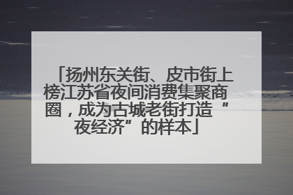扬州东关街、皮市街上榜江苏省夜间消费集聚商圈，成为古城老街打造“夜经济”的样本