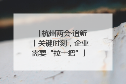 杭州两会·追新丨关键时刻，企业需要“拉一把”