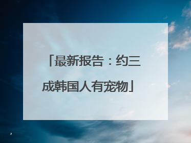 最新报告：约三成韩国人有宠物