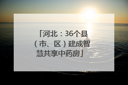 河北：36个县（市、区）建成智慧共享中药房