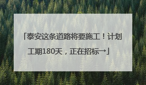 泰安这条道路将要施工！计划工期180天，正在招标→