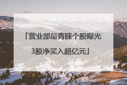 营业部最青睐个股曝光 3股净买入超亿元