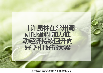 许昆林在常州调研时强调 加力推动经济持续回升向好 为扛好挑大梁责任多作贡献
