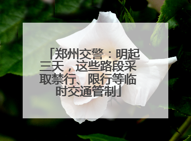 郑州交警：明起三天，这些路段采取禁行、限行等临时交通管制