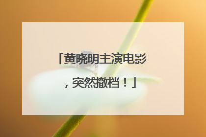 黄晓明主演电影，突然撤档！